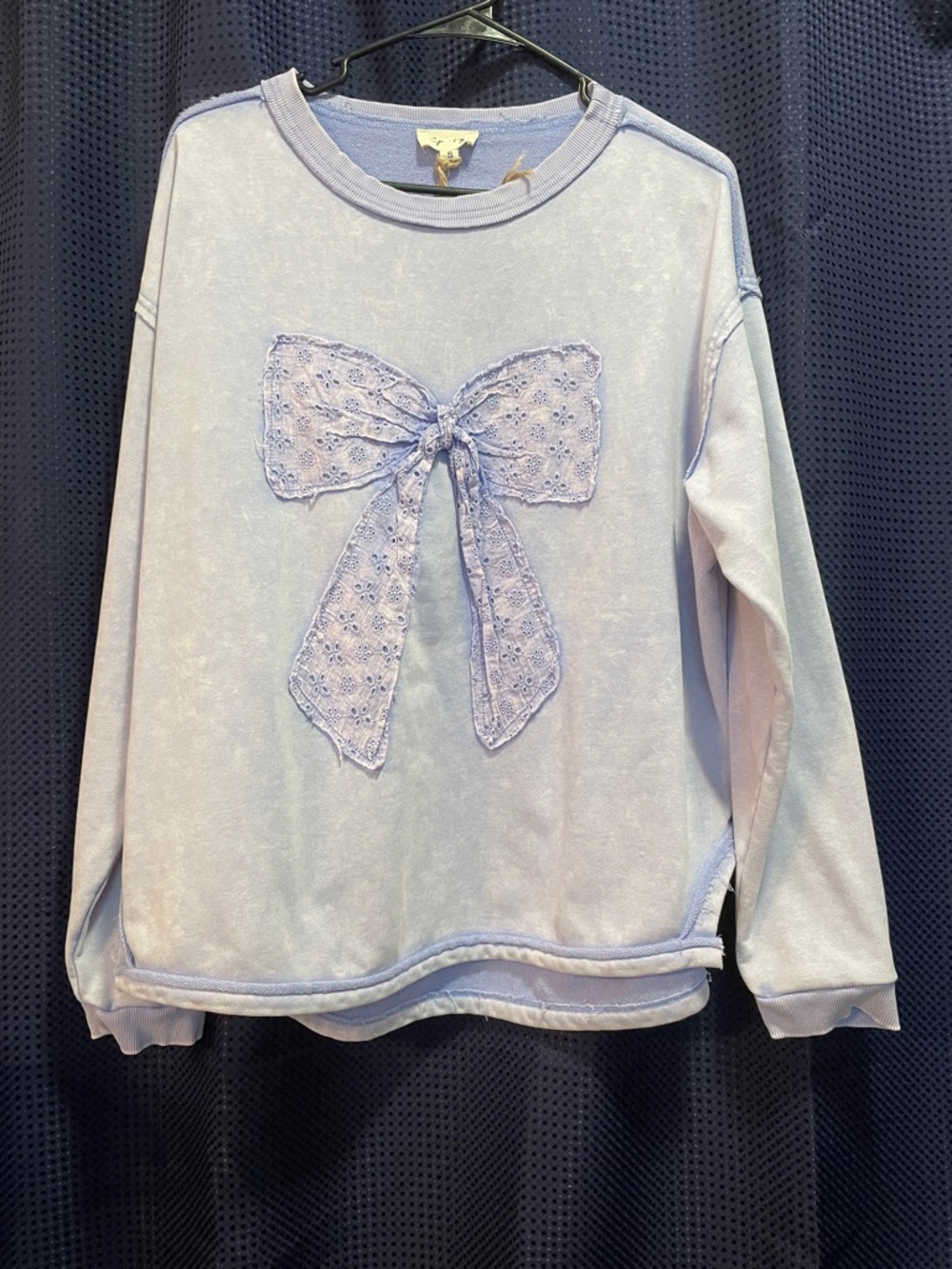 Girls Lavender Bow Applique Sweatshirt - Picture 15 of 15